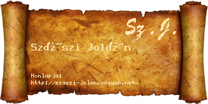 Szászi Jolán névjegykártya