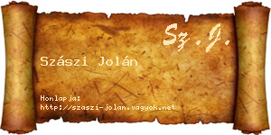 Szászi Jolán névjegykártya