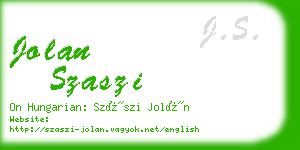 jolan szaszi business card